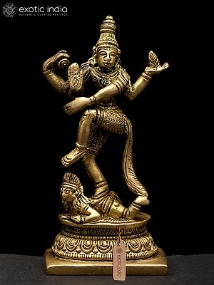 4" Small Four Armed Lord Shiva Dancing on Demon Apasmara | Brass Idol