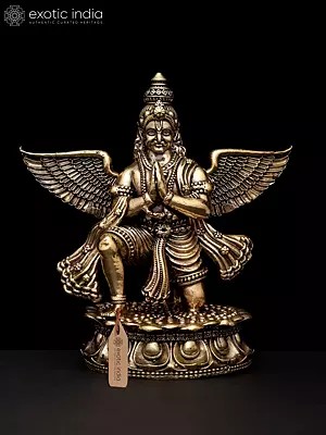 4" Small Superfine Garuda - Vahana of Lord Vishnu in Namaskar Gesture | Brass Statue