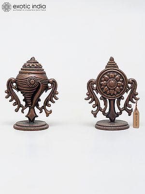 2" Small Shankh Chakra - Vaishnava Symbols | Copper Statues