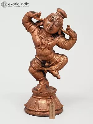 6" Small Dancing Bal Gopal Krishna | Copper Statue