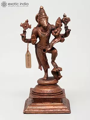 7" Standing Lord Varaha with Devi Lakshmi | Copper Statue