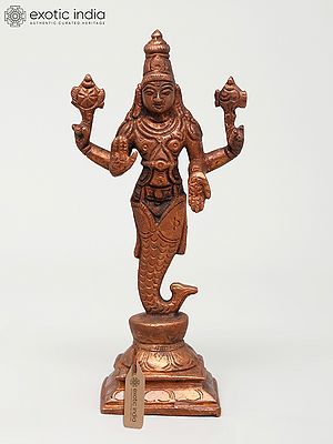 6" Matsya Avatara of Lord Vishnu | Copper Statue