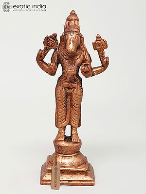 5" Small Standing Lord Varaha | Copper Idol