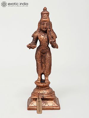 5" Small Standing Goddess Lakshmi | Copper Statue