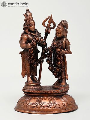 7" Shiva Parvati Kalyanam (Wedding of Lord Shiva and Parvati) | Copper Statue