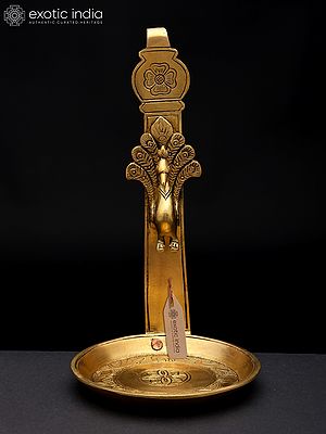 8" Peacock Elegance - Traditional Brass Lamp