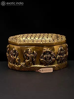 4" Small Brass Navagrah Ritual Box | Handmade | Made In India