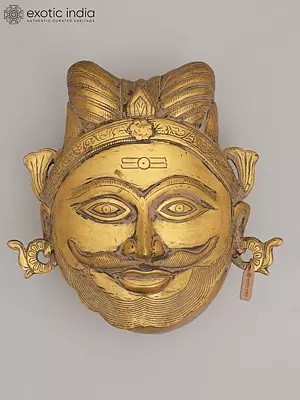 9" Brass Shaivite (Mahakal Face) Temple Offering Box | Handmade