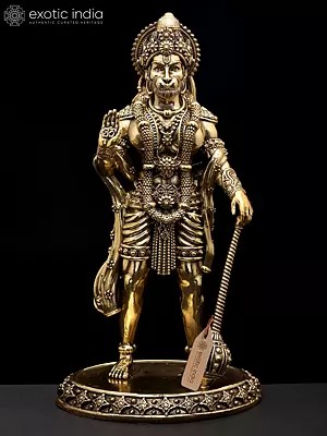 9" Standing Lord Hanuman in Blessing Gesture | Brass Statue
