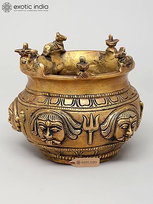 5" Small Nandi Shivalinga Lota/Kalash | Brass Puja Item