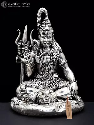Small Superfine Blessing Lord Shiva | Silver Plated Brass Statue