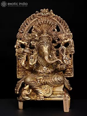 8" King Ganesha In Brass | Handmade | Made In India