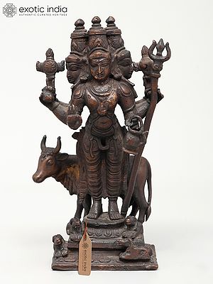 6" Small Lord Dattatreya Copper Statue