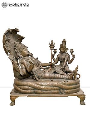 25" Padmanabha Swamy (Shesha-Shayi Vishnu) | Madhuchista Vidhana (Lost-Wax) | Panchaloha Bronze from Swamimalai