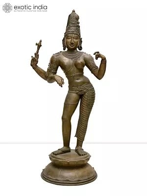 40" Large Ardhanarishvara (Shiva-Shakti) | Madhuchista Vidhana (Lost-Wax) | Panchaloha Bronze from Swamimalai