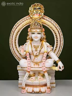 18" Lord Ayyappan | White Marble Statue