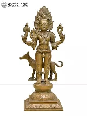 15" Lord Shiva as Bhairava | Madhuchista Vidhana (Lost-Wax) | Panchaloha Bronze from Swamimalai