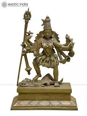 11" Goddess Kali Standing on Lord Shiva | Madhuchista Vidhana (Lost-Wax) | Panchaloha Bronze from Swamimalai