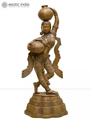 27" Lord Krishna's Gopi | Madhuchista Vidhana (Lost-Wax) | Panchaloha Bronze Idol from Swamimalai