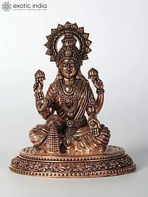 4" Small Four Armed Blessing Goddess Lakshmi | Brass Statue