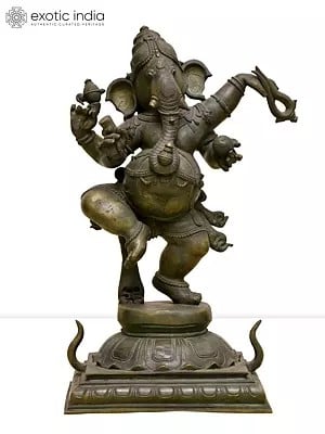 19" Dancing Lord Ganesha | Madhuchista Vidhana (Lost-Wax) | Panchaloha Bronze from Swamimalai