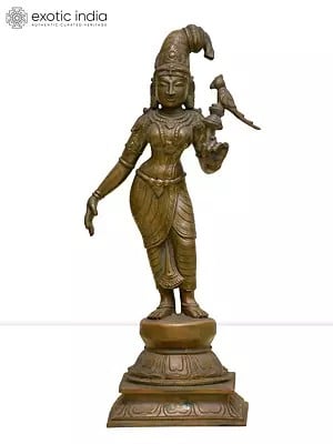 12" Goddess Andal | Madhuchista Vidhana (Lost-Wax) | Panchaloha Bronze from Swamimalai