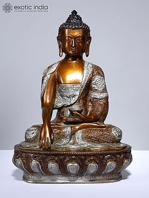 12" Lord Buddha Seated in Bhumisparsha Mudra (Earth-Touching Gesture) | Brass Statue