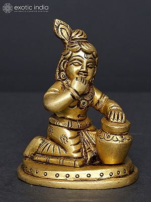 3" Small Butter Krishna (Makhanchor) | Brass Statue