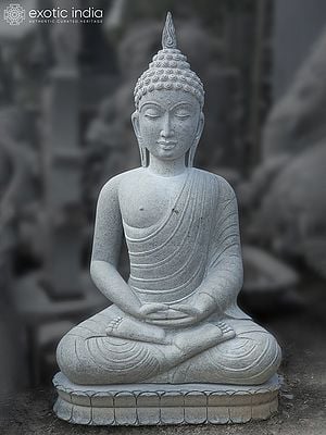 63" Lord Buddha Seated in Dhyana Mudra | Large Granite Stone Statue