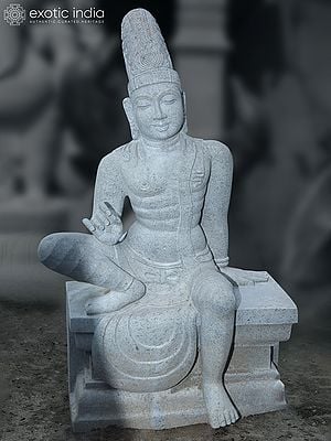 45" Large Padmapani Granite Stone Statue Inspired by Ajanta caves