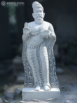 87" Standing Saint Thiruvalluvar Statue | Large Granite Stone Idol