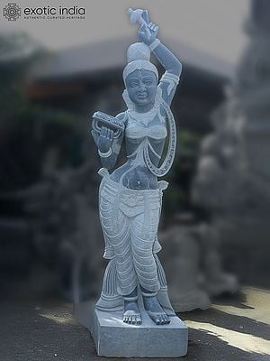 113" Super Large Granite Stone Statue Of Standing Apsara In Dancing Mudra