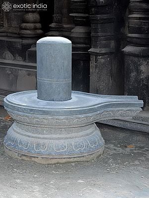 27" Shiva Linga Sculpture In Granite Stone | Large Granite Stone Sculpture