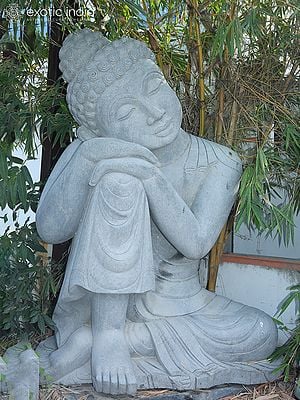 90" The Resting Lord Buddha | Large Granite Stone Sculpture