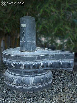 64" Lord Shiva As Shiva Linga With Tilak In Granite Stone