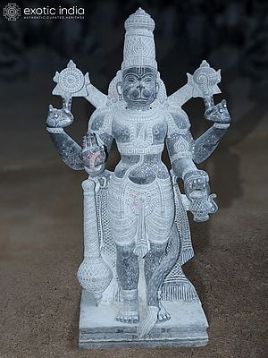 62" Large Size Blessing Hanuman Black Granite Stone Statue