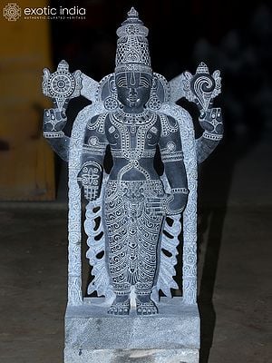 34" Standing Lord Venkateshwara Sculpture | Granite Stone Statue