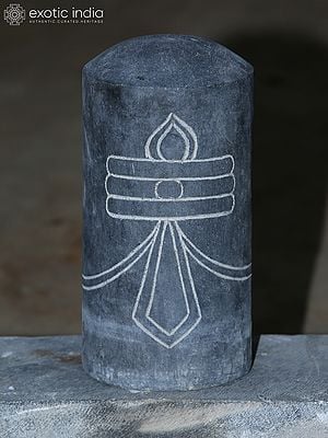 9" Shiva Linga Idol for Temple | Black Granite Stone Statue