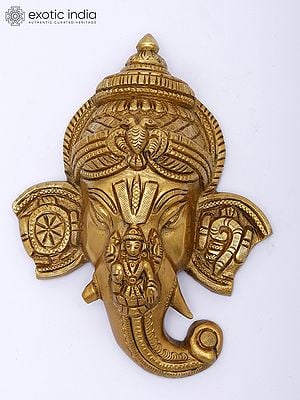 Ganesha Brass Wall Hanging with Lakshmi, Gandabherunda, Shankha, and Chakra Symbols