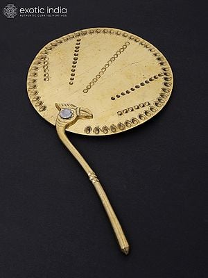 11" Shodasa Upachara Hand Fan in Brass