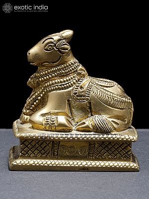 2" Small Brass Nandi Statue (Vahana of Lord Shiva)