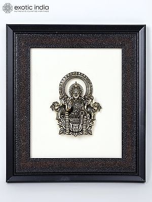 9" Superfine Goddess Gajalakshmi Wood Framed Brass Sculpture | Wall Hanging Statue