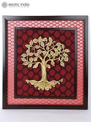 22" Tree of Life | Wood Framed Brass Sculpture | Wall Hanging