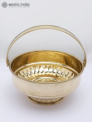 Brass Pooja Flower Basket (Pookudai)