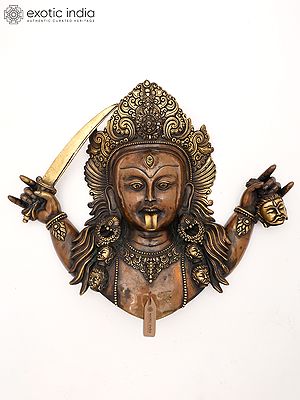 18" Goddess Kali Face Brass Statue from Nepal