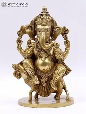 10" Vijay Ganapati Brass Statue | Indian Handcrafted Idol