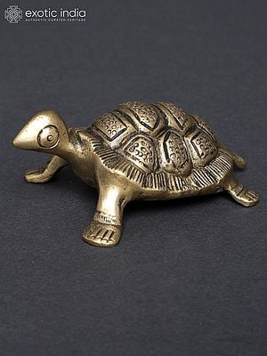 3" Tibetan Buddhist Feng Shui Tortoise In Brass | Handmade | Made In India