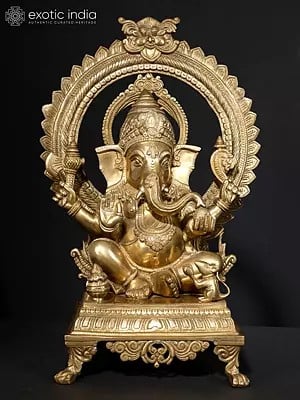 20" Prabhavali Ganesha, A Naturalistic Rose Gold Composition In Brass | Handmade | Made In India