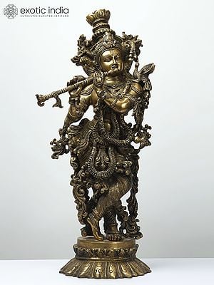 26" Lord krishna on Lotus Pedestal | Handmade