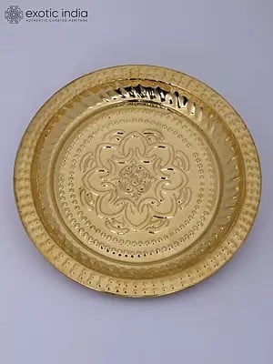 6" Small Brass Floral Design Plate